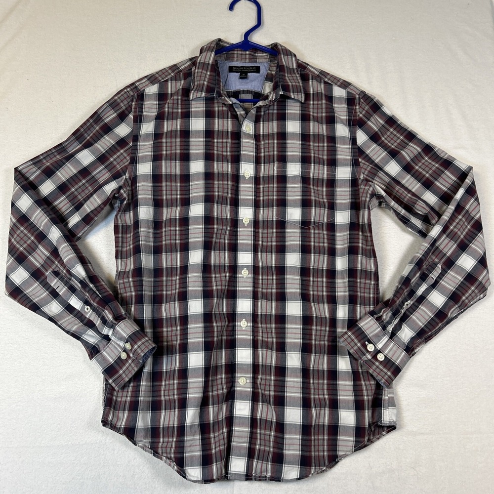 Banana Republic Mens Long Sleeve Button Down Shirt Medium Slim Fit Plaid
